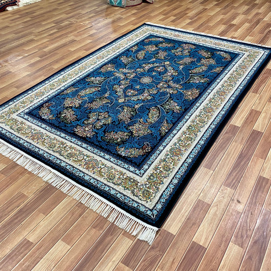 7 ft x 10 ft - Area Rug - 700 Reeds - Farsh e Modern 5 - Black and Blue - Superior Comfort Elegant and Luxury Style Accent