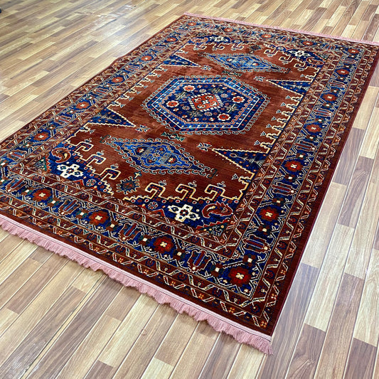 7 ft x 10 ft - Area Rug - Persian Baluchi 2 - Brown and Blue - Timeless Beauty for Your Home