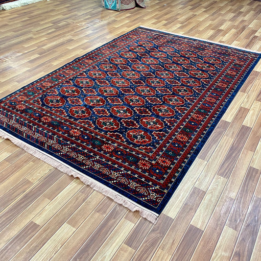 7 ft x 10 ft - Area Rug - Persian Baluchi 4 - Blue and Red Wine - Timeless Beauty for Your Home