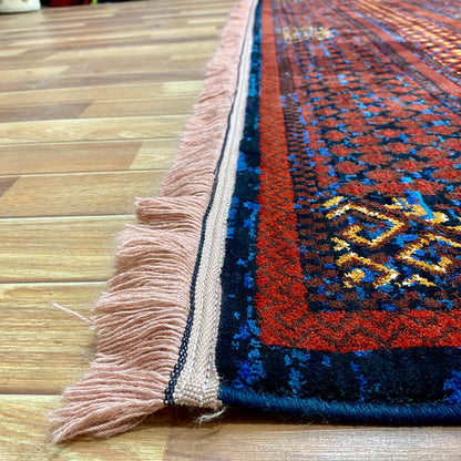 7 ft x 10 ft - Area Rug - Persian Baluchi 5 - Blue and Red Wine - Timeless Beauty for Your Home