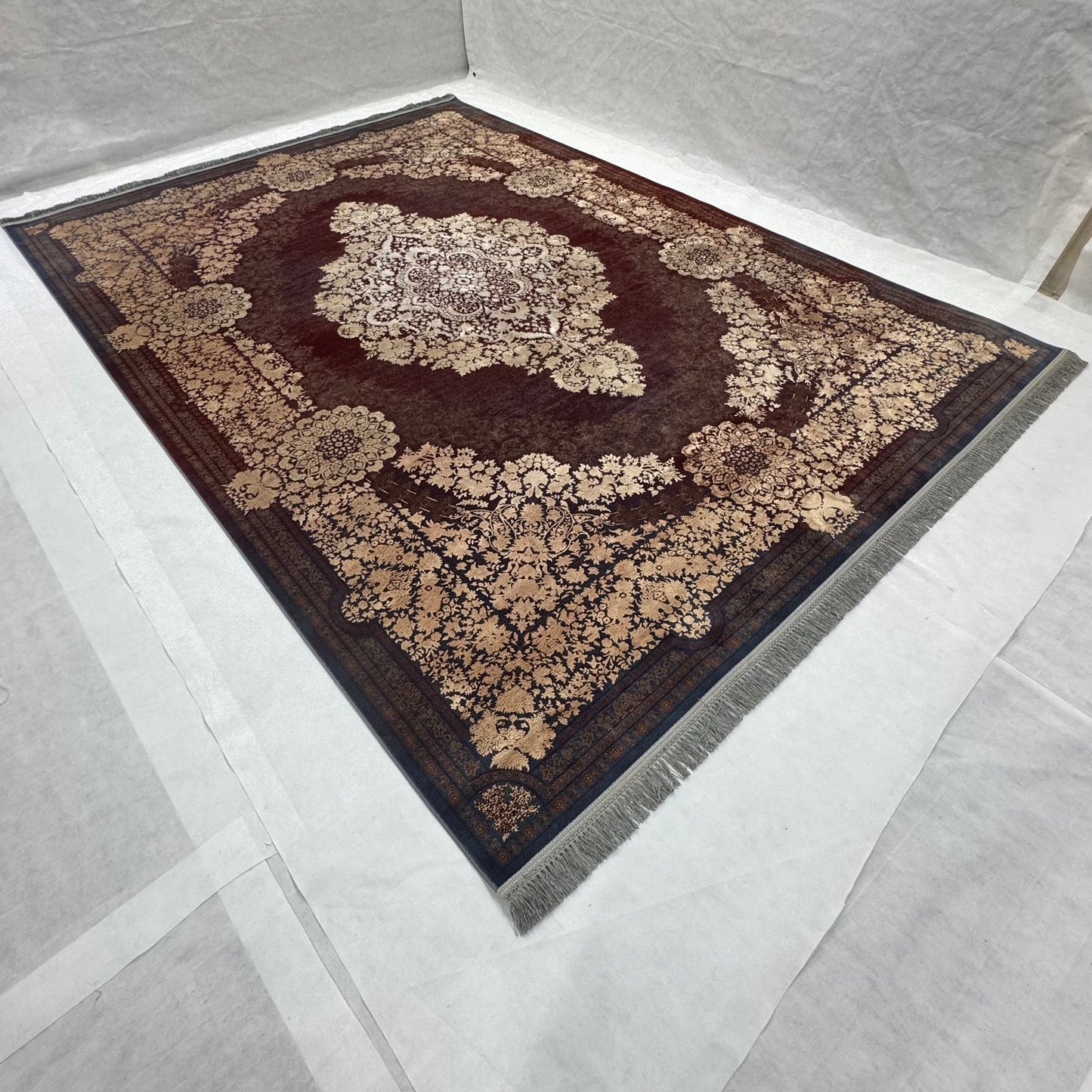 8 ft x 11 ft Persian Rug - Beheshti Tabriz 1200 Reeds Silk & Cotton Vintage Red Luxury Carpet