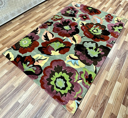 Vibrant 7 ft x 10 ft Persian Silky Izmir Cutworks Area Rug - Multi-Color Floral Masterpiece