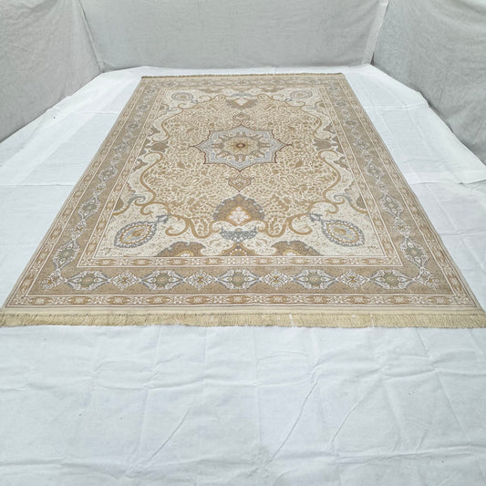 Persian Beheshti Rug – Bamboo Silk – 10×13 ft – 1500 Reeds – Beige Gold