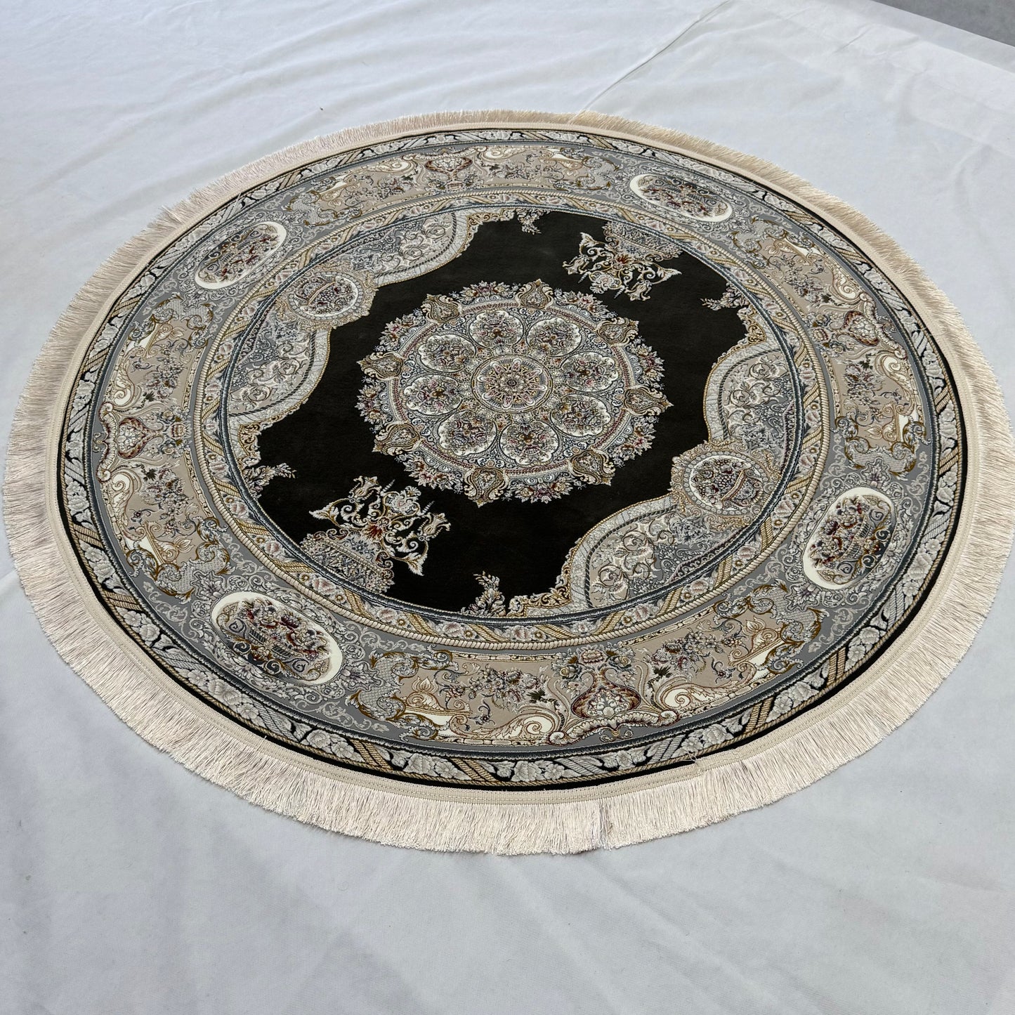5 ft x 5 ft Persian Round Rug - Miniature by Pars Nagsh Kashan - 1500 Reeds - Luxurious Floral Design