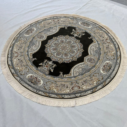 5 ft x 5 ft Persian Round Rug - Miniature by Pars Nagsh Kashan - 1500 Reeds - Luxurious Floral Design