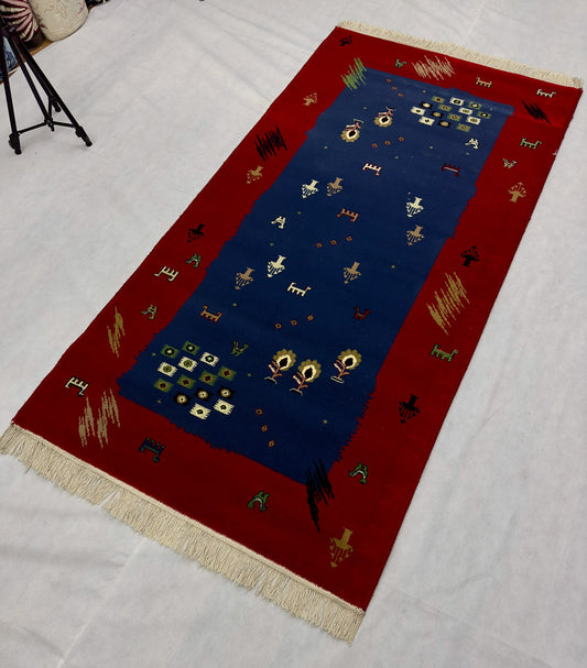 3 ft x 6.5 ft - Area Rug - Persian 500 - Farsh Aryan 2 - Red Wine and Blue