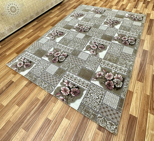 7 ft x 10 ft - Area Rug - Persian 500 Reeds - Ana Floral 2 - L. Brown and Beige