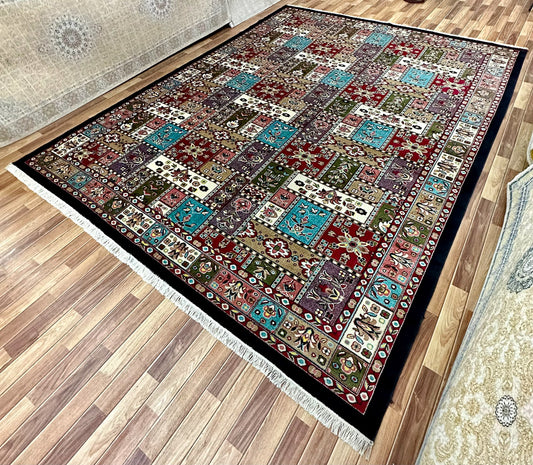10 ft x 13 ft - Area Rug - Persian 500 Reeds - Shahkar 2 - D. Blue and Multi Colors