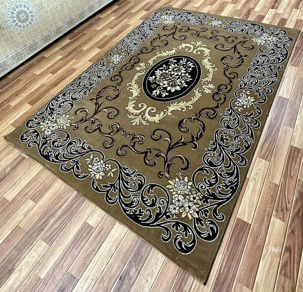 Luxurious 7 ft x 10 ft Persian 500 Reeds Ana Shiny Cutworks 2 Area Rug - Brown and Multi Colors