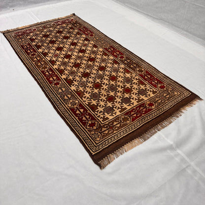 Handmade Afghan Wool Rug - 4 ft x 8 ft | Baluchi Aqsi Design | Elegant, Durable, Eco-Friendly Luxury