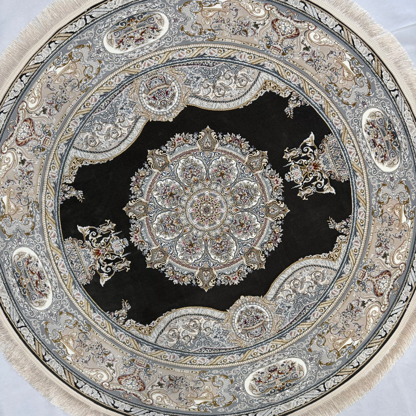 5 ft x 5 ft Persian Round Rug - Miniature by Pars Nagsh Kashan - 1500 Reeds - Luxurious Floral Design