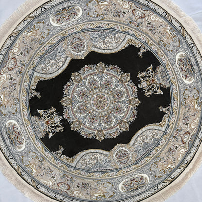5 ft x 5 ft Persian Round Rug - Miniature by Pars Nagsh Kashan - 1500 Reeds - Luxurious Floral Design