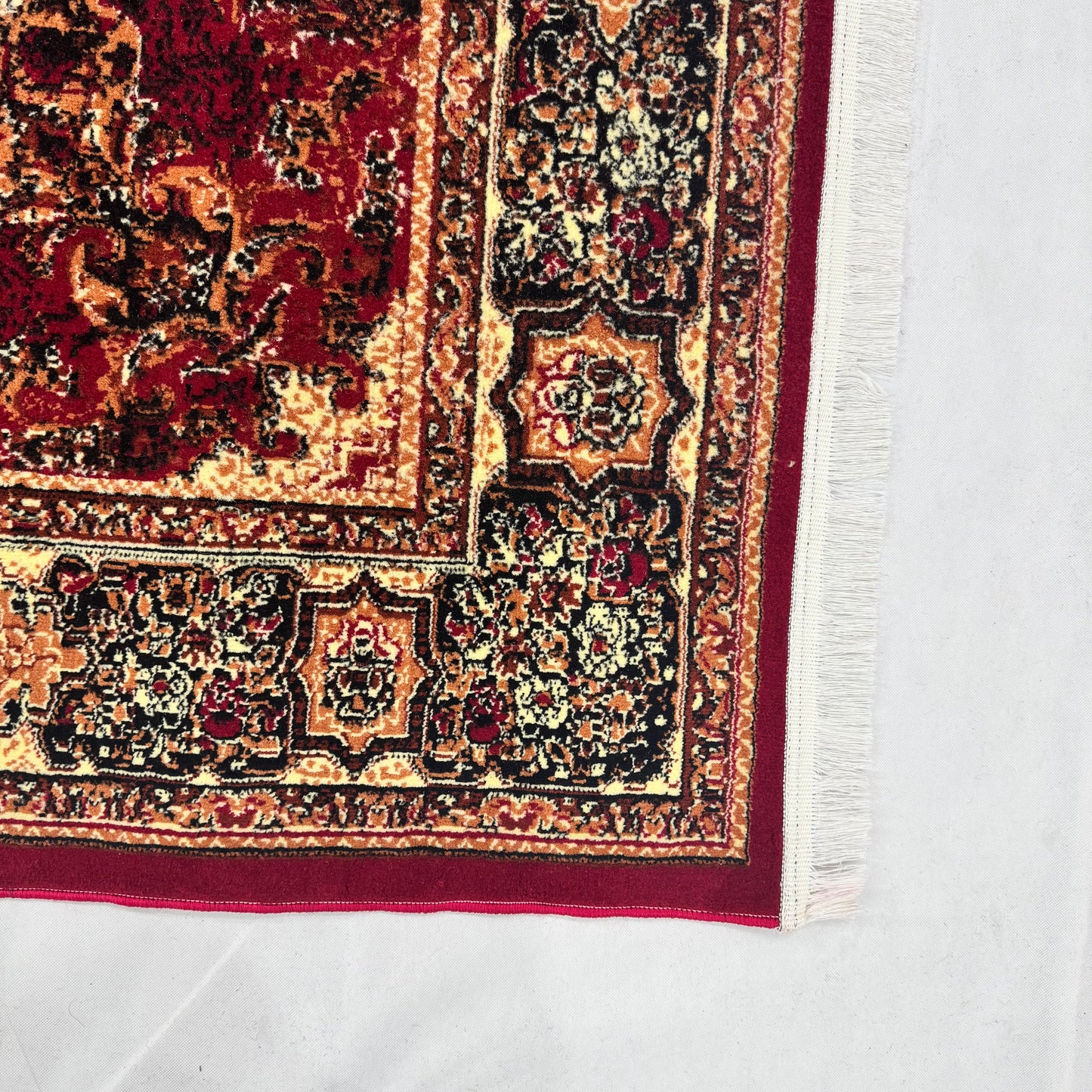 Persian Kashani Red Medallion Rug 8x11 ft – 500 Reeds Nylon Machine-Made Iran