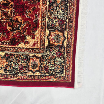 Persian Kashani Red Medallion Rug 8x11 ft – 500 Reeds Nylon Machine-Made Iran