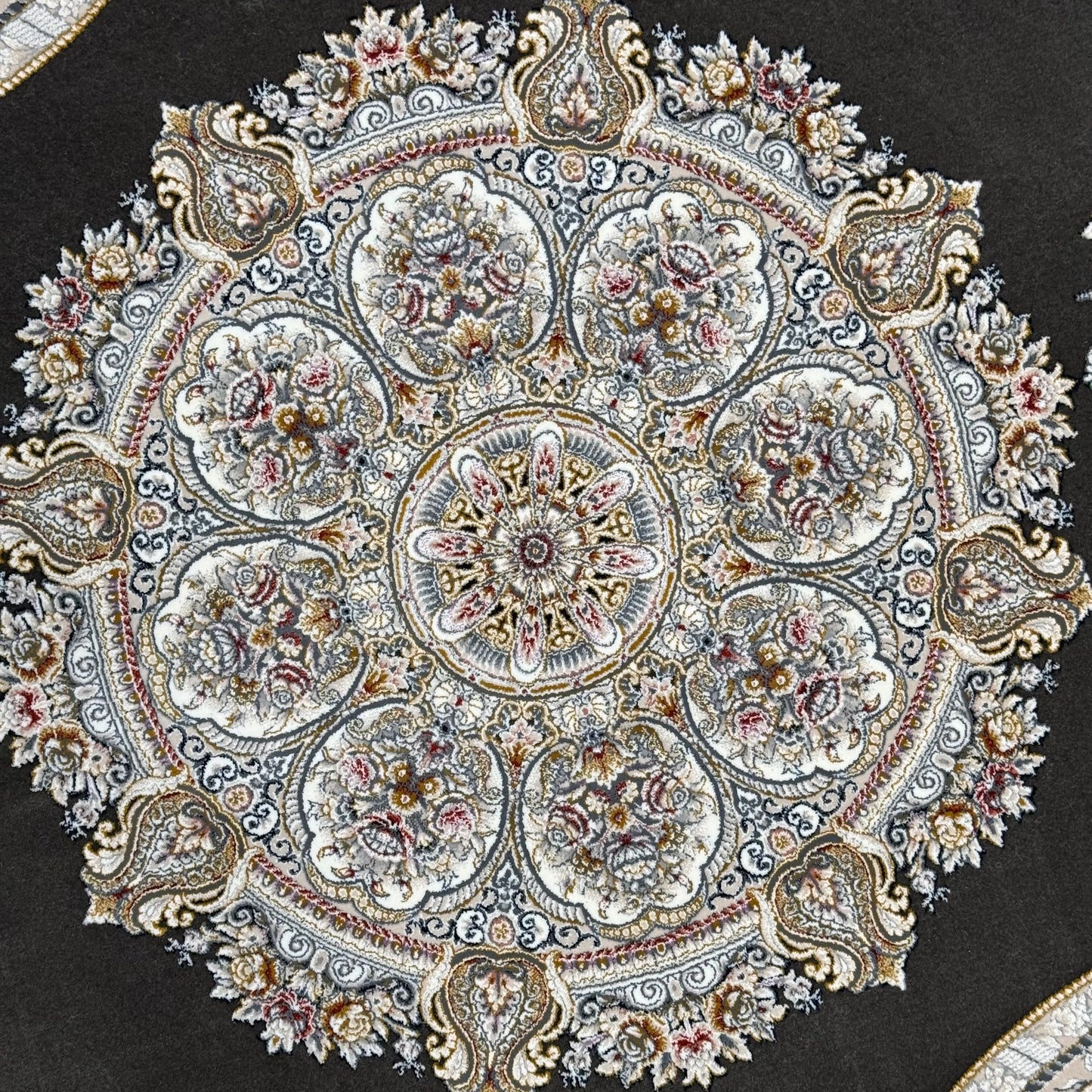 5 ft x 5 ft Persian Round Rug - Miniature by Pars Nagsh Kashan - 1500 Reeds - Luxurious Floral Design
