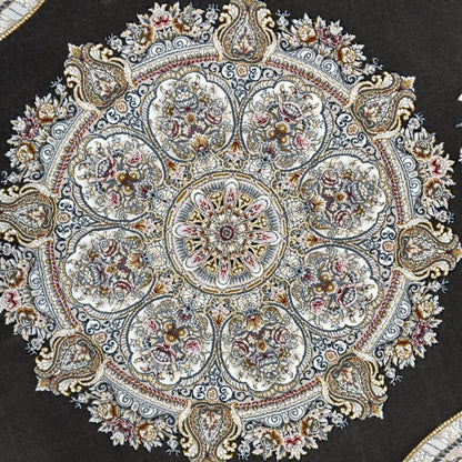 5 ft x 5 ft Persian Round Rug - Miniature by Pars Nagsh Kashan - 1500 Reeds - Luxurious Floral Design