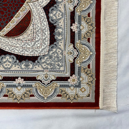 5ft x 8ft Persian Rug - Miniature | 1500 Reeds | Premium Silk, Machine-Made | Elegant Red & Gold Medallion Design | Luxurious, Durable, Easy Maintenance | Made in Iran