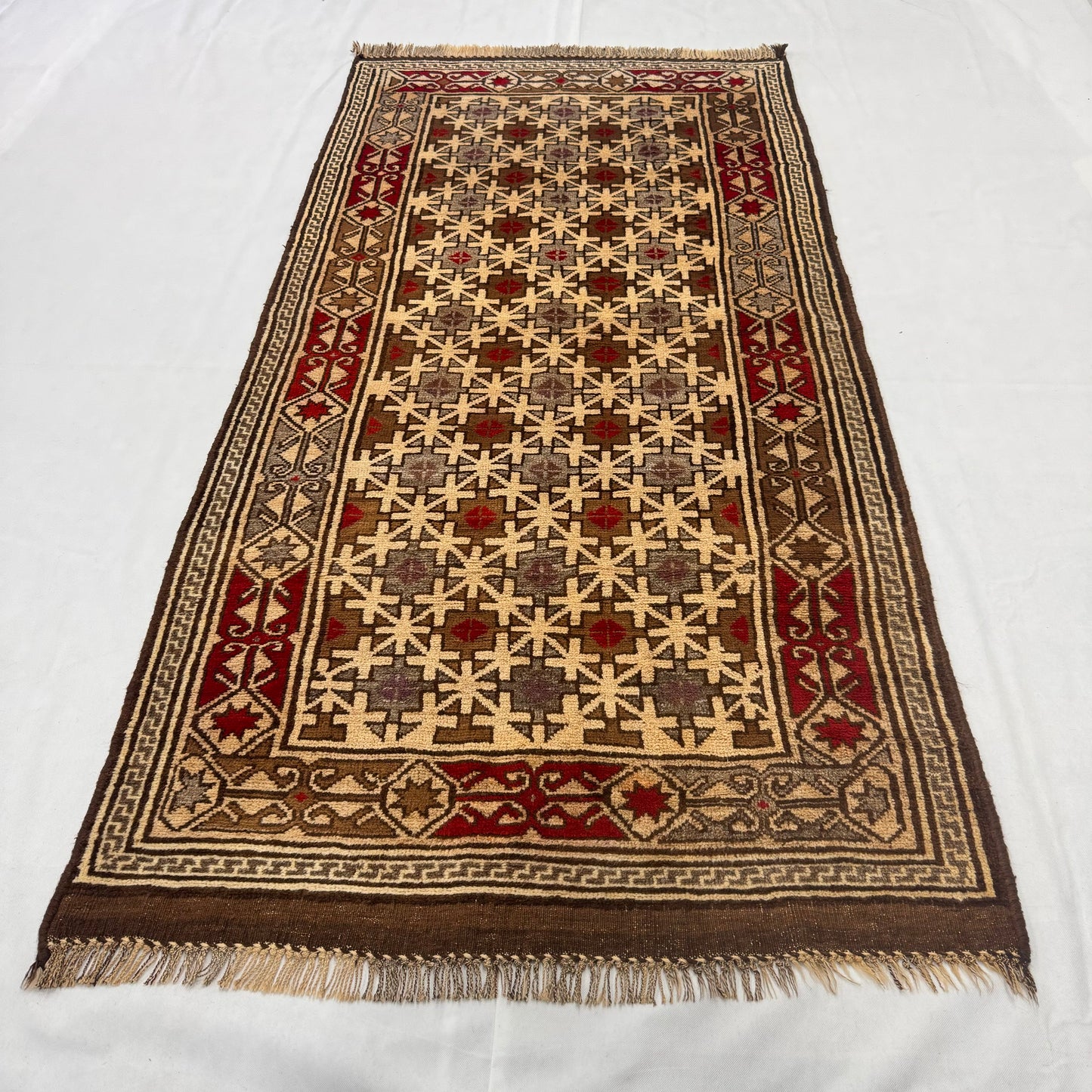 Handmade Afghan Wool Rug - 4 ft x 8 ft | Baluchi Aqsi Design | Elegant, Durable, Eco-Friendly Luxury