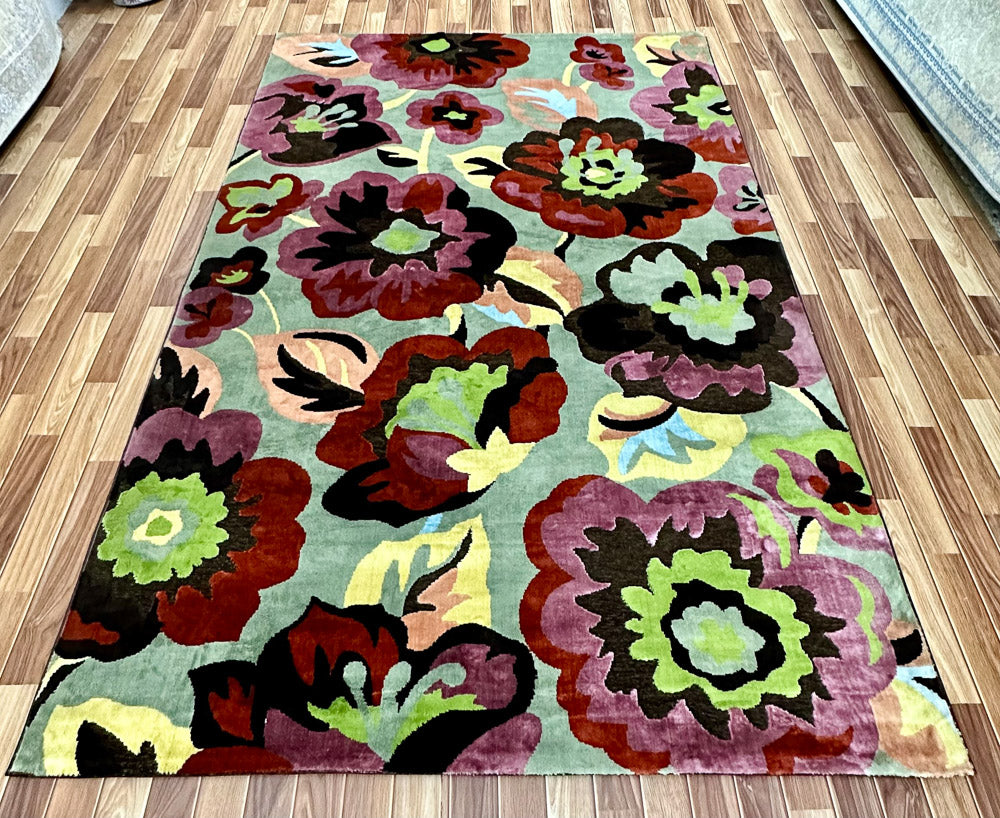 Vibrant 7 ft x 10 ft Persian Silky Izmir Cutworks Area Rug - Multi-Color Floral Masterpiece