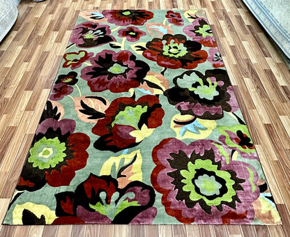 Vibrant 7 ft x 10 ft Persian Silky Izmir Cutworks Area Rug - Multi-Color Floral Masterpiece