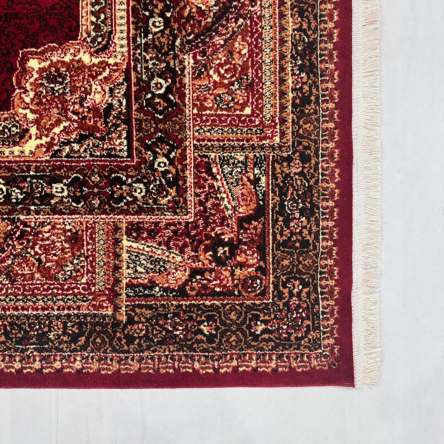 Persian Kashani Red Classic Medallion Rug 7x10 ft – 500 Reeds Nylon Machine-Made Iran