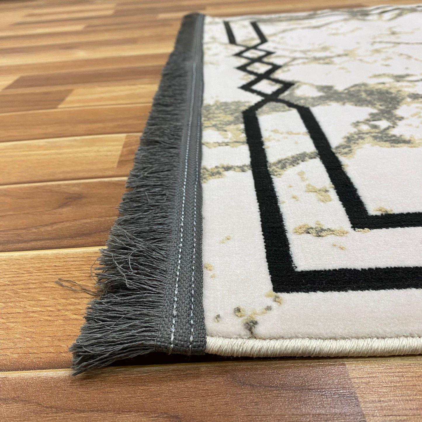 Stylish 3 ft x 5 ft Persian Silky Area Rug - Harmony 2 - Faded Beige and Black - Modern & Contemporary Accent Rug