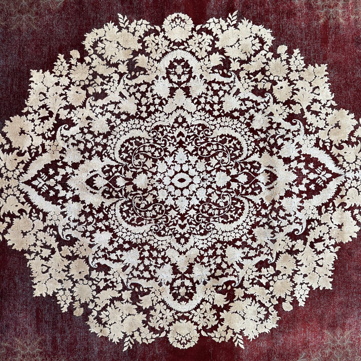 8 ft x 11 ft Persian Rug - Beheshti Tabriz 1200 Reeds Silk & Cotton Vintage Red Luxury Carpet