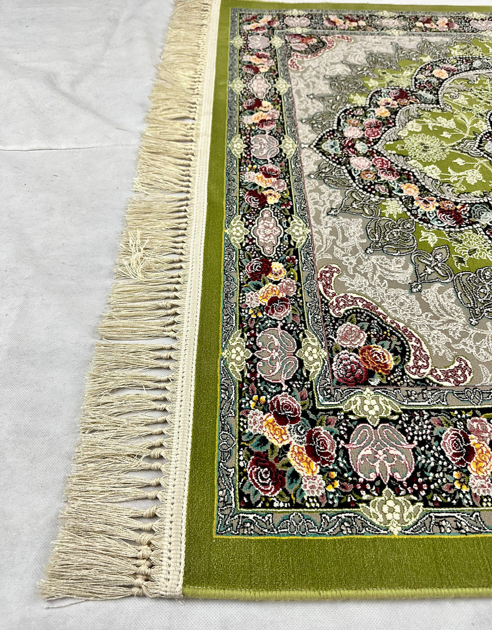 Luxurious Green Persian Area Rug - 4 ft x 6 ft - 1200 Reeds - Farsh Kilim Mojalal 2