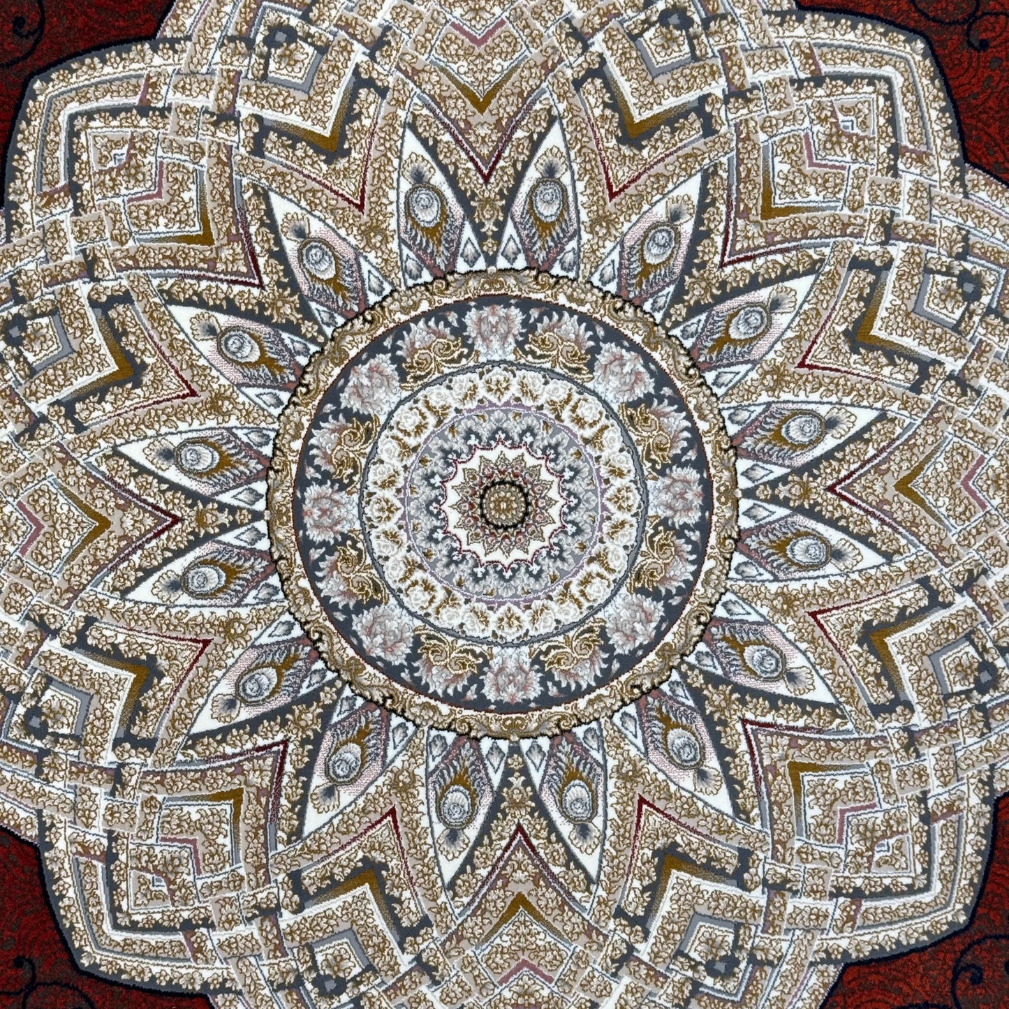 5ft x 8ft Persian Rug - Miniature | 1500 Reeds | Premium Silk, Machine-Made | Elegant Red & Gold Medallion Design | Luxurious, Durable, Easy Maintenance | Made in Iran