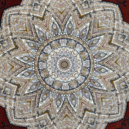 5ft x 8ft Persian Rug - Miniature | 1500 Reeds | Premium Silk, Machine-Made | Elegant Red & Gold Medallion Design | Luxurious, Durable, Easy Maintenance | Made in Iran