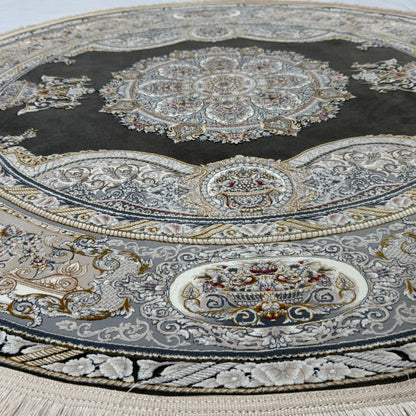 5 ft x 5 ft Persian Round Rug - Miniature by Pars Nagsh Kashan - 1500 Reeds - Luxurious Floral Design