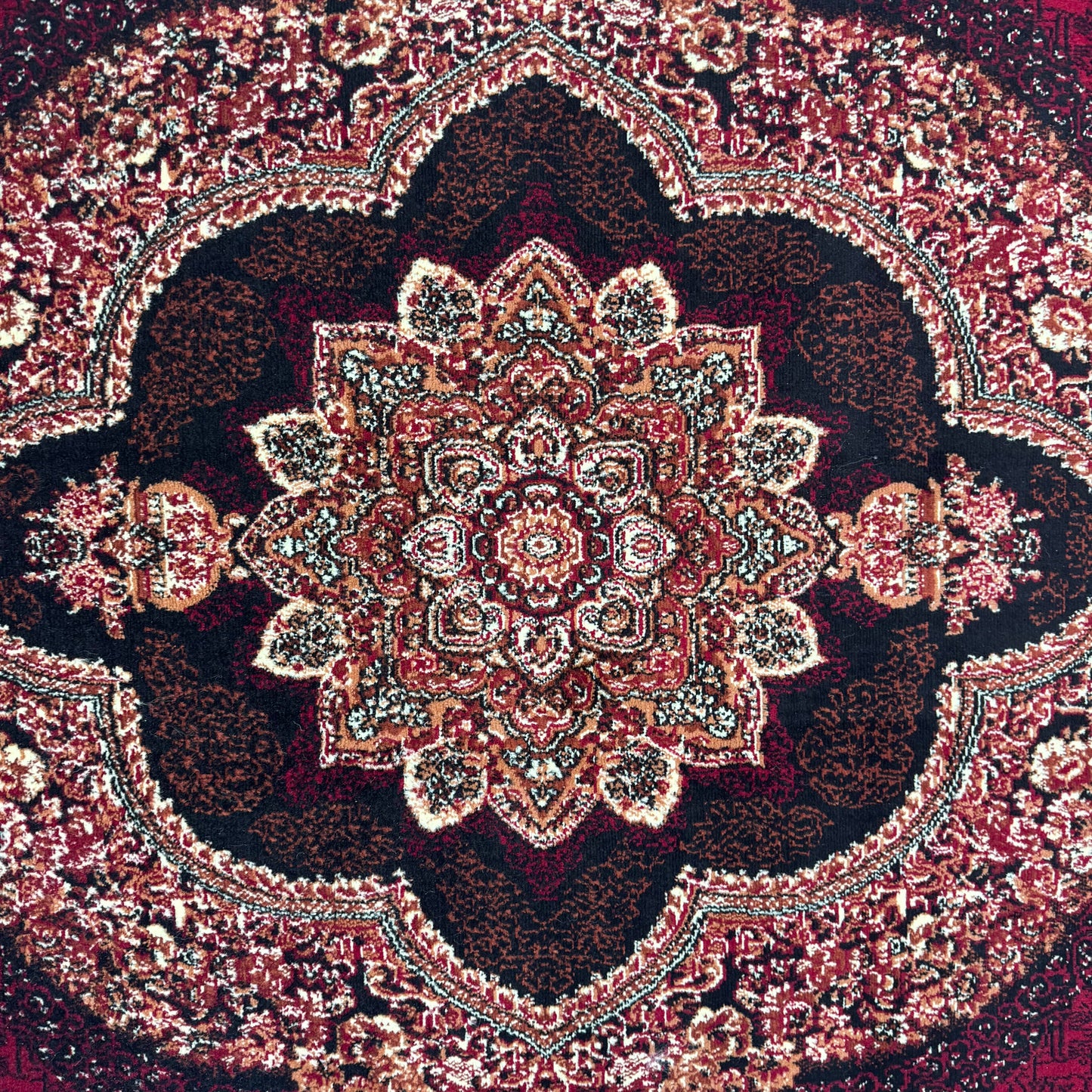 Persian Kashani Red Classic Medallion Rug 7x10 ft – 500 Reeds Nylon Machine-Made Iran