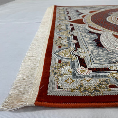 5ft x 8ft Persian Rug - Miniature | 1500 Reeds | Premium Silk, Machine-Made | Elegant Red & Gold Medallion Design | Luxurious, Durable, Easy Maintenance | Made in Iran