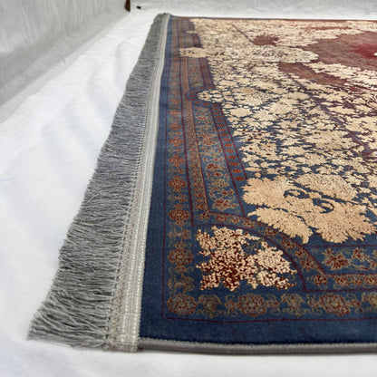 8 ft x 11 ft Persian Rug - Beheshti Tabriz 1200 Reeds Silk & Cotton Vintage Red Luxury Carpet