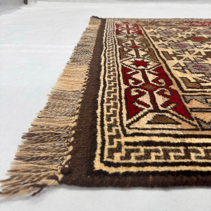 Handmade Afghan Wool Rug - 4 ft x 8 ft | Baluchi Aqsi Design | Elegant, Durable, Eco-Friendly Luxury