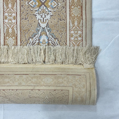 Persian Beheshti Rug – Bamboo Silk – 10×13 ft – 1500 Reeds – Beige Gold