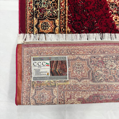 Persian Kashani Red Medallion Rug 8x11 ft – 500 Reeds Nylon Machine-Made Iran