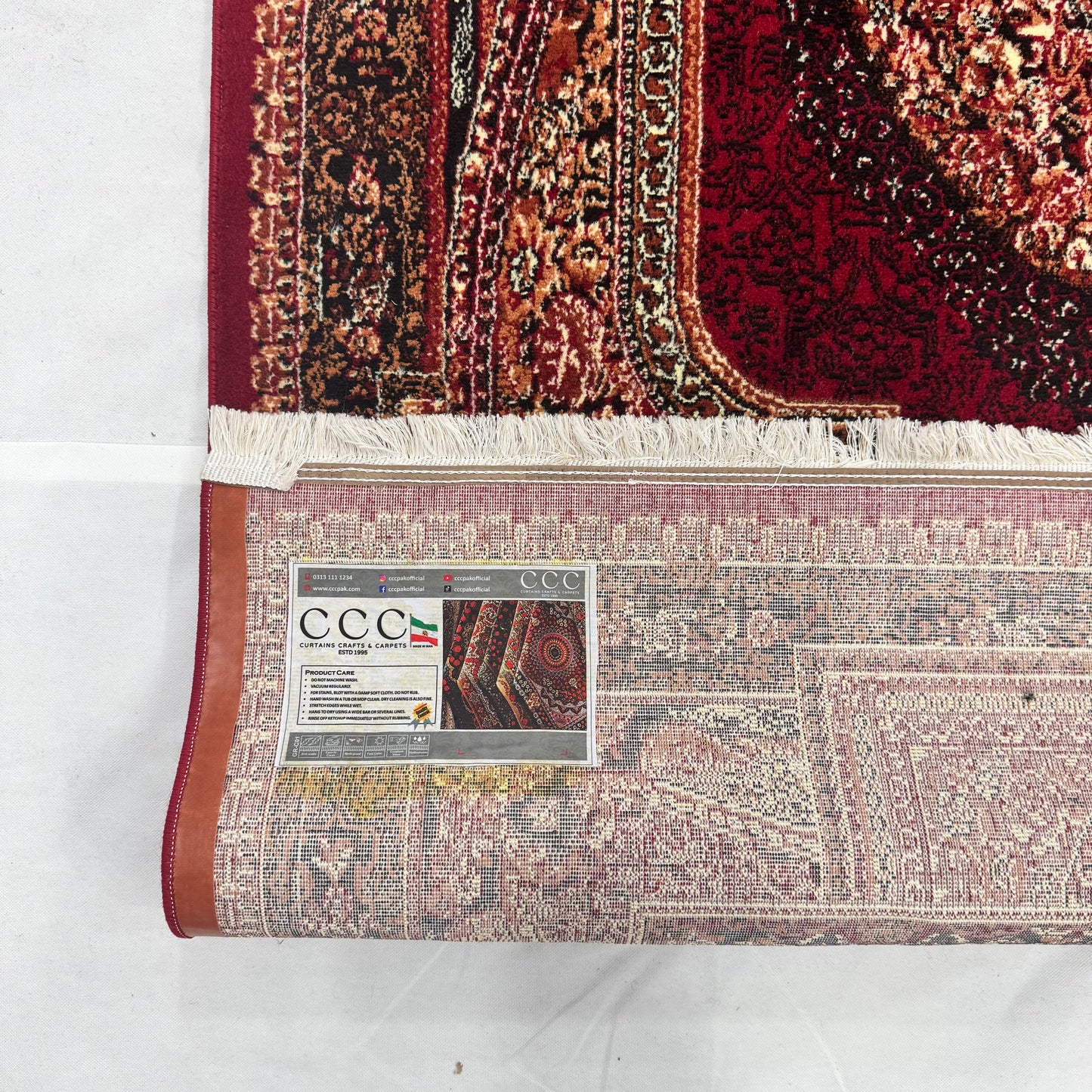 Persian Kashani Red Classic Medallion Rug 7x10 ft – 500 Reeds Nylon Machine-Made Iran