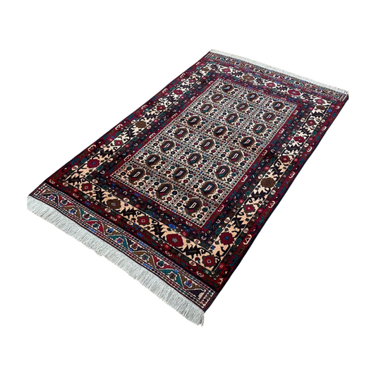 Authentic Baluchi 2 - 4 ft x 6 ft - Handmade Carpet - Red Wine and Peach - Timeless Beauty for Your Home
