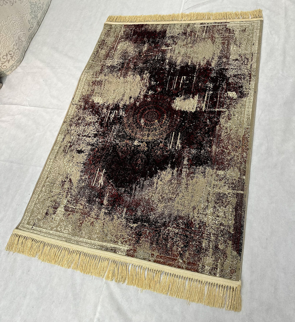 Luxurious Grey & Red Wine Persian Area Rug - 4 ft x 6 ft - 700 Reeds - Nagina Mashad Helal 3