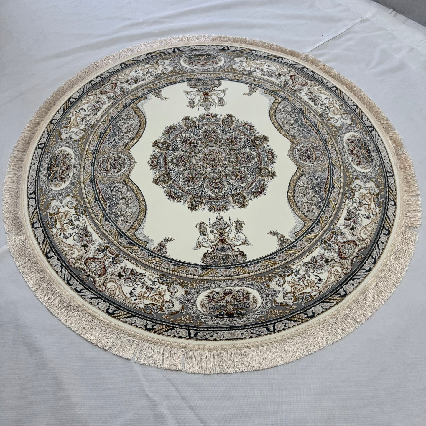 5 ft x 5 ft Persian Round Rug - Miniature by Pars Nagsh Kashan - 1500 Reeds - Luxurious Floral Design