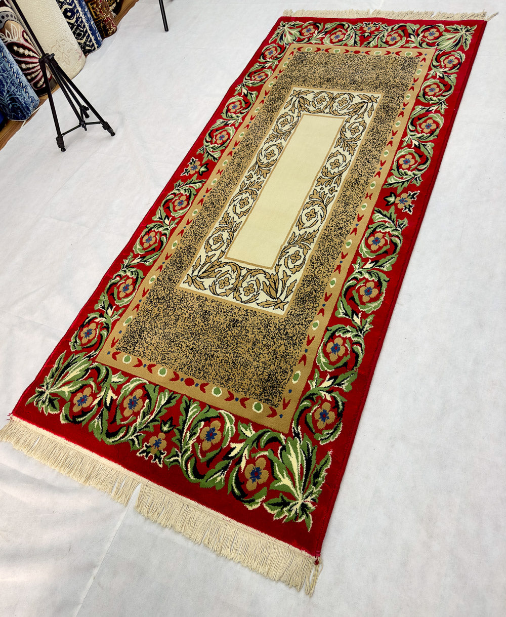 Luxurious Red Wine Persian 500 Reeds Area Rug - 3 ft x 8 ft - Farsh Aryan 3 - Multi-Color Floral Design