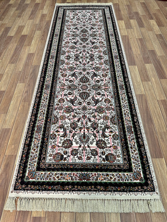 3 ft x 10 ft - Runner - Persian 1000 Reeds - Shahkar 3 - Beige and Black with Multi Colors