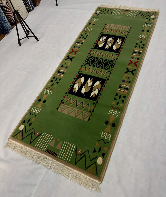 3 ft x 7 ft - Area Rug - Persian 500 Reeds - Farsh Aryan 3 - D. Green