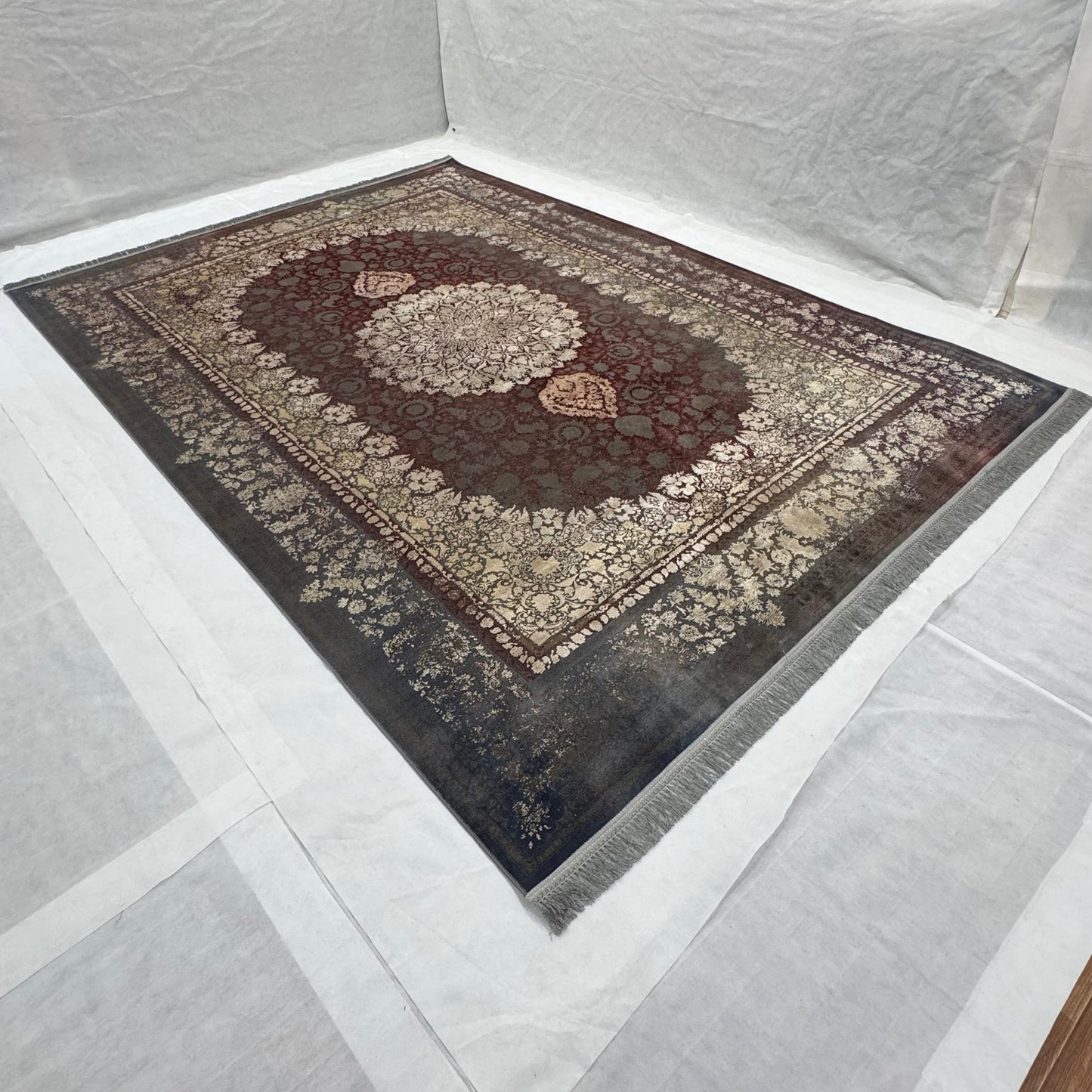 8 ft x 11 ft Persian Rug - Beheshti Tabriz 1200 Reeds Elegant Silk & Cotton Vintage Medallion