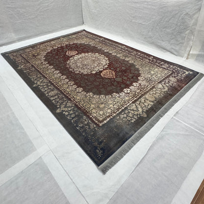 8 ft x 11 ft Persian Rug - Beheshti Tabriz 1200 Reeds Elegant Silk & Cotton Vintage Medallion