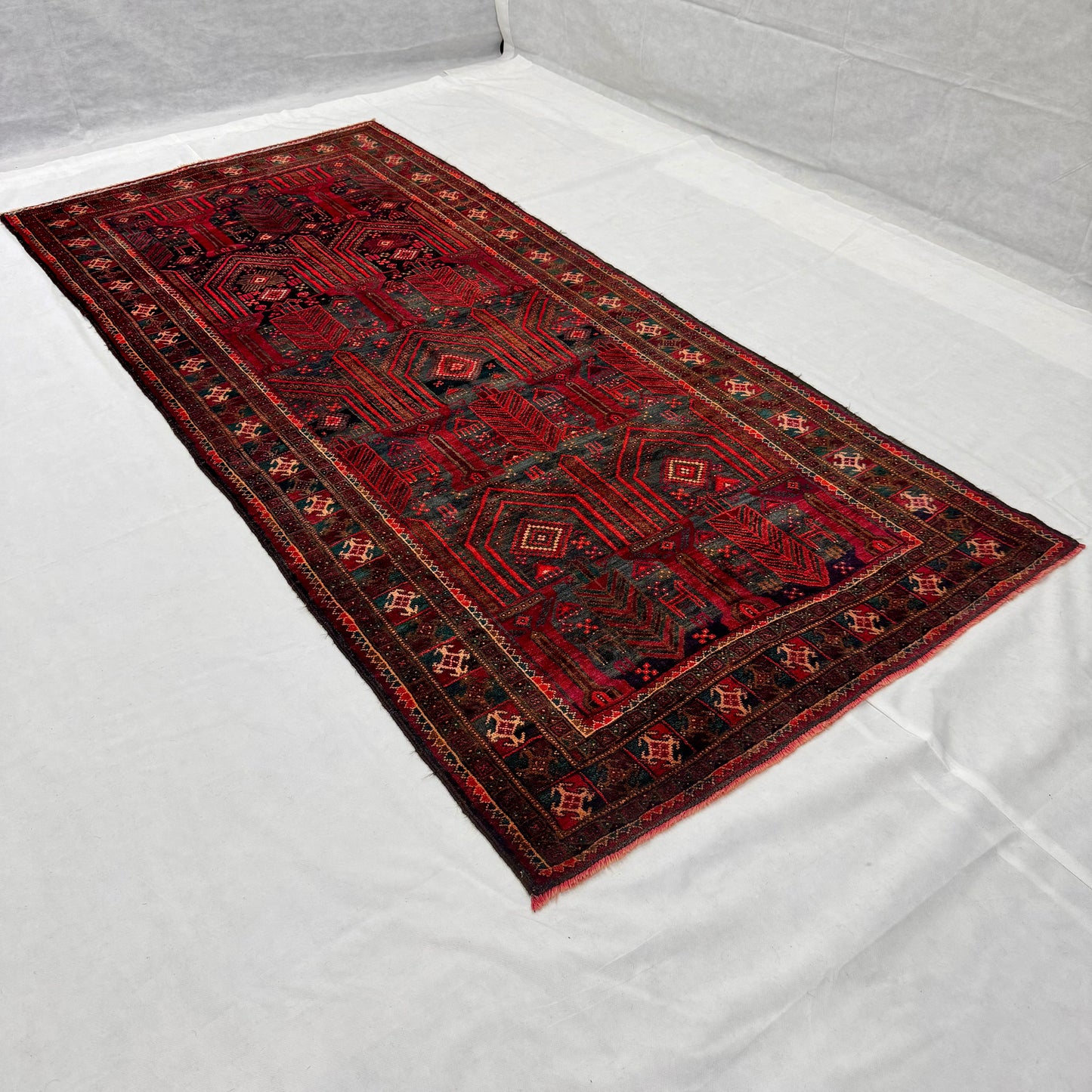 Handmade Afghan Wool Rug - 4 ft x 10 ft | Baluchi Aqsi Design | Bold, Durable, Eco-Friendly Luxury