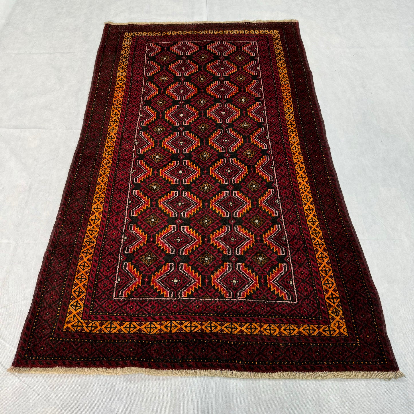 Handmade 4 ft x 6 ft Red and Black Baluchi Rug – Exquisite Woolen Carpet