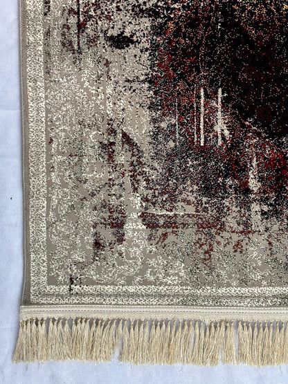 Luxurious Grey & Red Wine Persian Area Rug - 4 ft x 6 ft - 700 Reeds - Nagina Mashad Helal 3