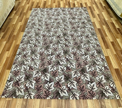 Charming 7 ft x 10 ft Persian 500 Reeds Ana Floral 3 Area Rug - Grey and Multi-Colored Leaf Design